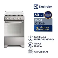 ELECTROLUX - Cocina 4 Quemadores Efficient VaporBake y Triple Llama Silver FE4PMR