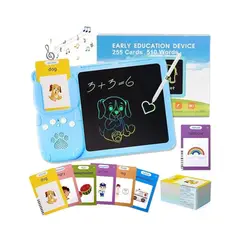 GENERICO - Juego Didáctico Tableta de Escritura LCD + Lector de Tarjetas Parlantes Celeste