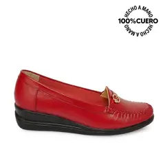 VIALE - Zapato Mocasín Casual DK-2512 Rojo Cuero