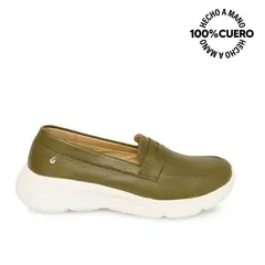 VIALE - Zapato Mocasín Casual REC-2513 Verde Cuero