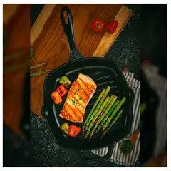 VICTORIA - SARTEN GRILL DE HIERRO FUNDIDO DE 25 CM DE DIAMETRO ESMALTADA