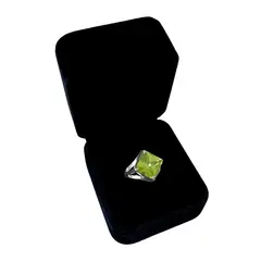 GENERICO - Anillo Mujer Rombo Verde Limón Joya Regalo Novia Plata 950