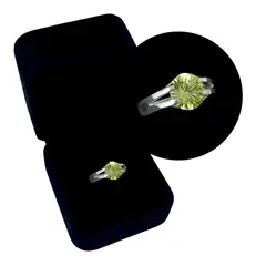 GENERICO - Anillo Mujer Circonita Verde Limón Regalo Novia Plata 950