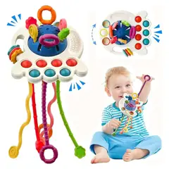 GENERICO - Juguete Pulpo Sonajero Molar Montessori 4 en 1 para Bebé