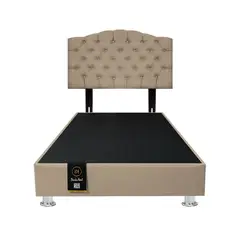 BARAKA HOME - Base de Cama Lutoni + Cabecera Pata Ajustable Huston 1.5 PLZ - Beige Claro