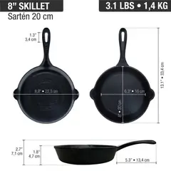 VICTORIA - SARTEN DE HIERRO FUNDIDO 20 CM (8") ESMALTADO