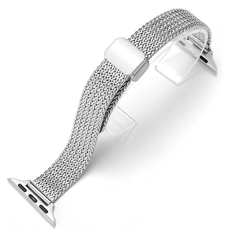 Correa De Metal Con Malla En Espiga Para Apple Watch 44mm Plateado