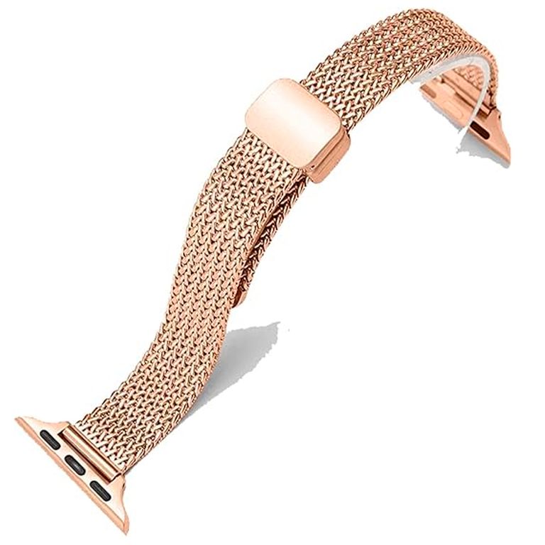 Correa De Metal Con Malla En Espiga Para Apple Watch 44mm Champagne