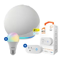 AMAZON - Echo Dot 5ta Gen Alexa Blanco + Pack Nexxt Foco + Enchufe