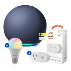 AMAZON - Echo Dot 5ta Gen Alexa Azul + Pack Nexxt Foco + Enchufe