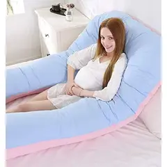 GENERICO - Almohada Multi Postural para Embarazo y Lactancia celeste y rosa