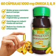 GENERICO - OMEGA 3 6 9 SACHA INCHI - 60 CAPSULAS GEL 1000mg CON VITAMINAS E + A PARA COLESTEROL Y TRIGLICÉRIDO