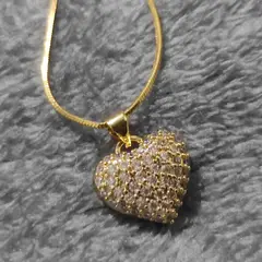 GENERICO - Set Collar ajustable Corazón brillante & Aretes largos