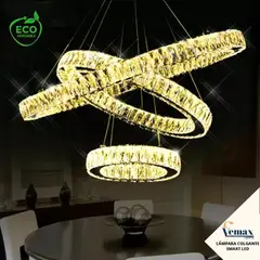 GENERICO - Lámpara Colgante Cristal 3 Aros