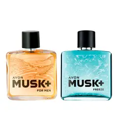 AVON - Musk+ y Musk Freeze Perfume de de Hombre 75ml x2