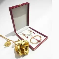 GENERICO - Set de Collar de Flores Aretes y Pulsera Rojas Xuping