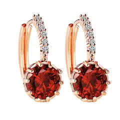 GENERICO - Aretes Piedra Roja Mujer Elegancia Oro Rosa