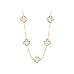 CLEO JOYAS & ACCESORIOS - Set Treboles Collar y Pulsera Dupe Van Cl Blanco