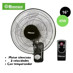 BOSSKO - Ventilador de Pared con Control Remoto