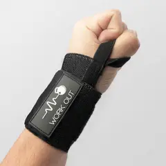 WORK OUT - MUÑEQUERA PARA LEVANTAR PESAS - GIMNASIO - CROSSFIT - NEGRO
