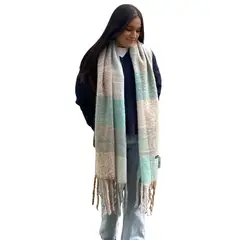 KAST PE - Maxi Bufanda Queen a cuadros multicolor 220x50 cm Empire