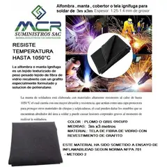 GENERICO - MANTA IGNIFUGA PARA SOLDAR O ALFOMBRA DE 3m x 3m hasta 1050°C