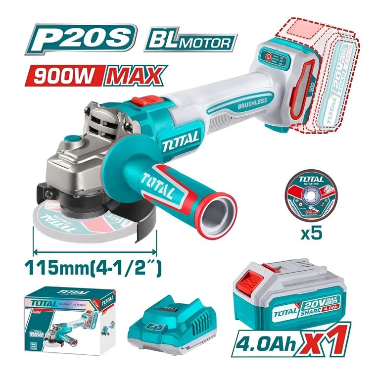 Amoladora Inalámbrica 4 ½ pulgadas Total 900w - TAGLI261521