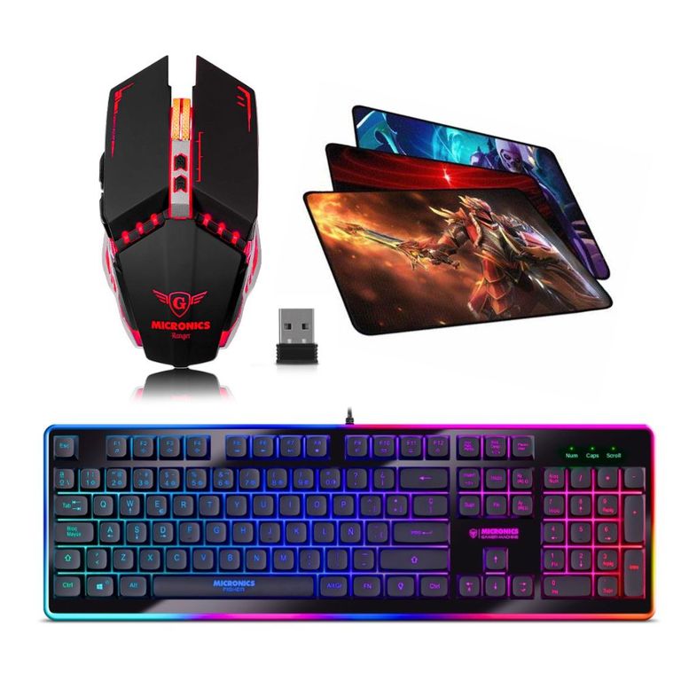Kit Gamer Mic 3 En 1: Teclado Fisher+ Mouse Ranger+ Pad