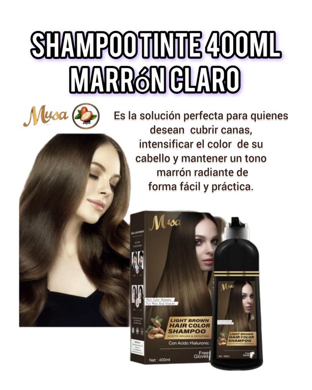 Shampoo Tinte Cubre canas Marrón Claro MUSA Hair Color 400ml