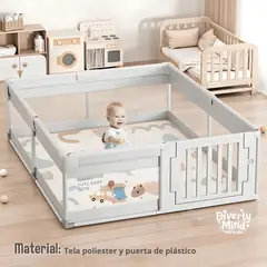GENERICO - CORRALITO INFANTIL CON PUERTA DE PLASTICO 180x200CM Y ALFOMBRA