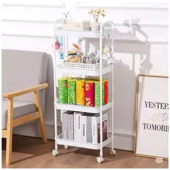 GENERICO - Carrito Organizador de Cocina 4 Niveles con Ruedas 104x40x26cm Blanco