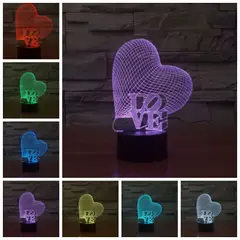 MEGAOFFICE - Led lampara LED Amor enamorado en forma de Corazon Love RGB