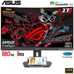 ASUS - MONITOR ROG Strix XG27WCS, 27" CURVO VA FAST, WQHD, 180Hz, 1ms