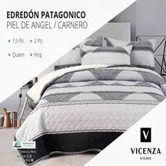 VENEZIA - Set de Edredón QUEEN Patagonico Piel de Angel C/ Carnero de 5 Piezas