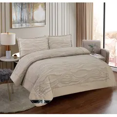 GENERICO - JUEGO DE CAMA ACOLCHADO 2 PLAZAS HAIRIFON - COLOR ARENA