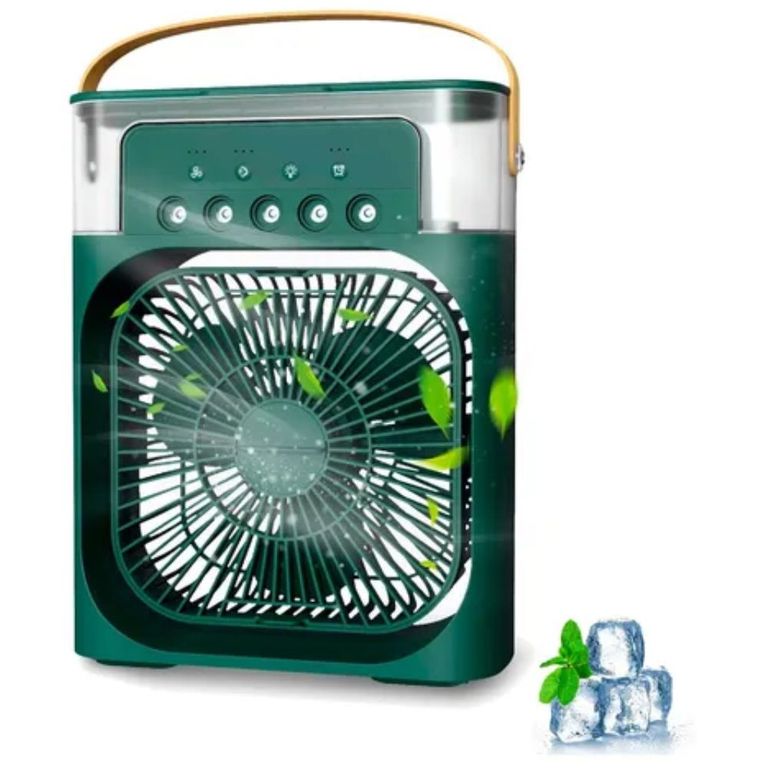 VENTILADOR HUMIDIFICADOR PORTATIL VERDE