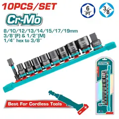TOTAL TOOLS - Dados De Impacto De 10mm X10 Piezas Para Llave Ratchet - THTISD38104