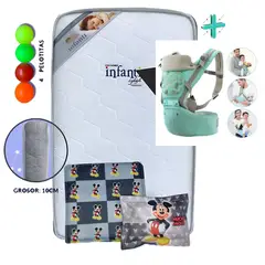 GENERICO - Colchón de Bebe para Cunas Pack and Play Gris +Canguro