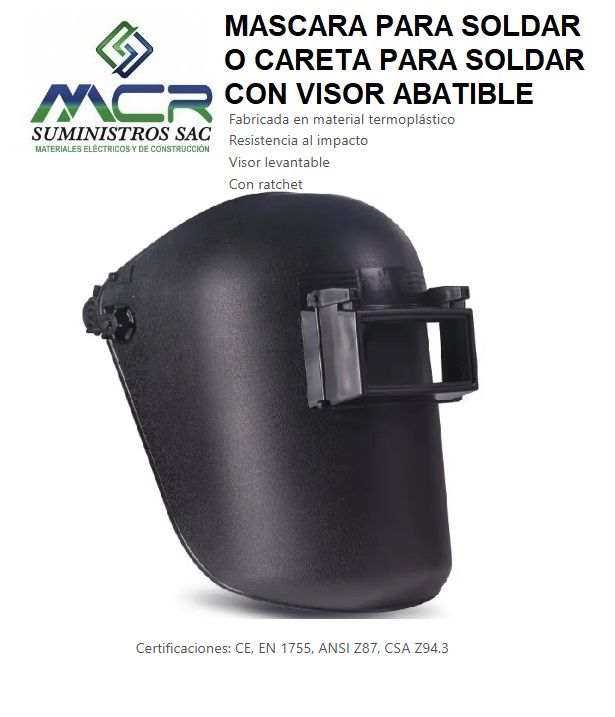 CARETA O MASCARA PARA SOLDAR CON VISOR ABATIBLE