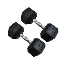 GENERICO - Par Mancuernas Pesas Cromadas Hexagonales De Caucho 20 Kg