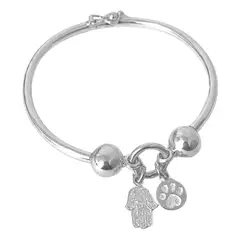 GENERICO - Pulsera Mujer Mano De Fátima Huella Mascota Regalo Plata 950
