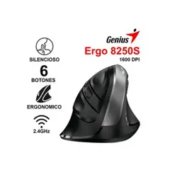 GENIUS - MOUSE ERGO 8250S WIRELESS VERICAL 6-BOT ERGONOMICO SILVER GRAY