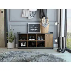 R&R MUEBLES - Zapatera Moderna Baja Bae Marrón