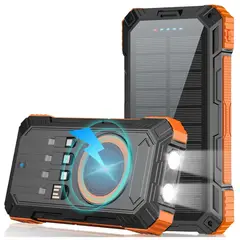 SANC - Cargador Solar 40000mAh Power Bank con Carga Rápida e Inalámbrica