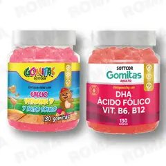 GENERICO - PACK 2 GOMITAS CALCIO NIÑOS + DHA ACIDO FOLICO 260 UND