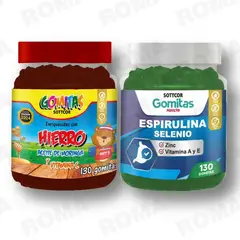 GENERICO - PACK 2 GOMITAS HIERRO NIÑOS + ESPIRULINA ADULTOS 260 UND