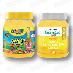 GENERICO - PACK 2 GOMITAS OMEGA 3 NIÑOS + OMEGA 3 ADULTO 260 UND