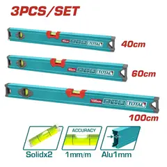 TOTAL TOOLS - Juego Niveles X3 Piezas 40cm60cm100cm Total - THT10403
