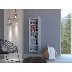 R&R MUEBLES - Zapatera Flotante Moderna Dae Blanco Alto 138cm