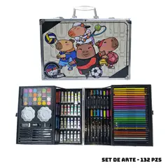 GENERICO - MALETIN MEGA SET DE ARTE 132 PZS CAPIBARAS DEPORTES
